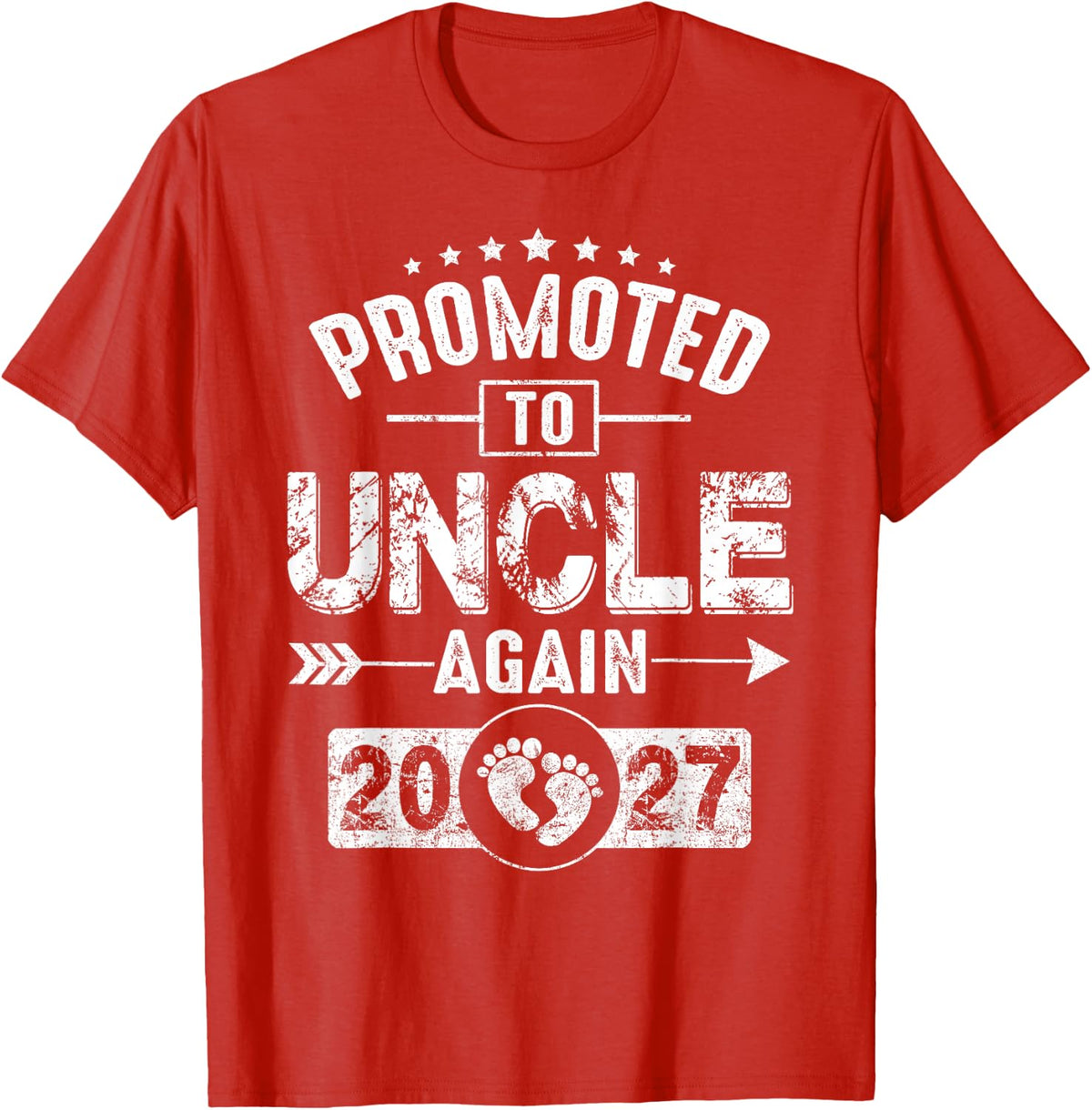 Promoted to Uncle Again 2027 Pregnancy Announcement Dad T-Shirt - Red