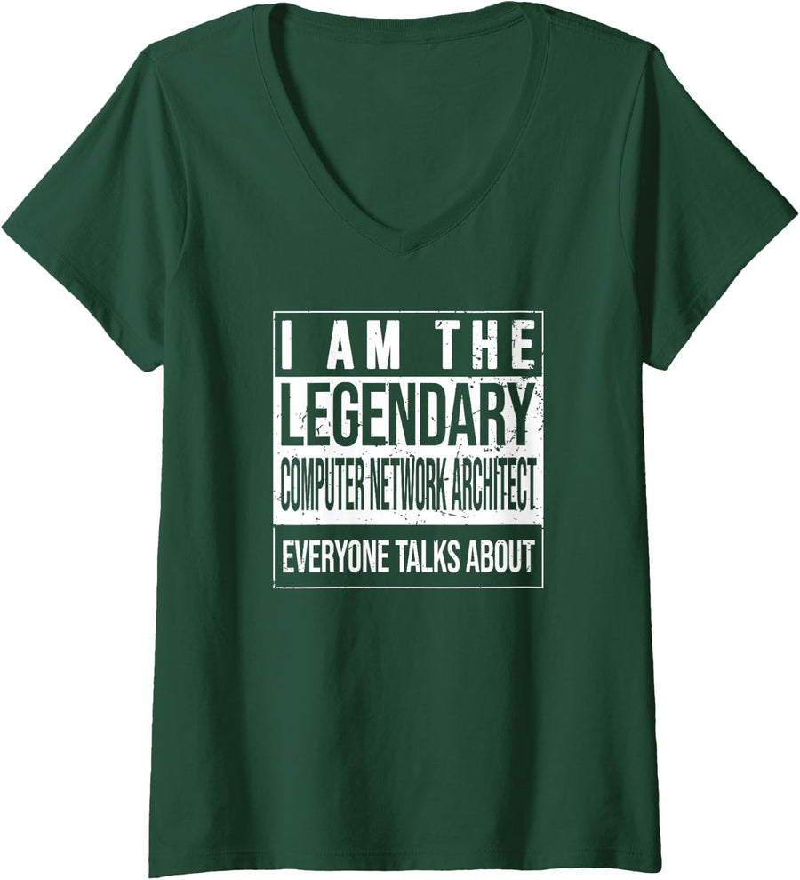 Women's Developer Birthday Born Computer-Network-Architect V-Neck T-Shirt - Dark Green