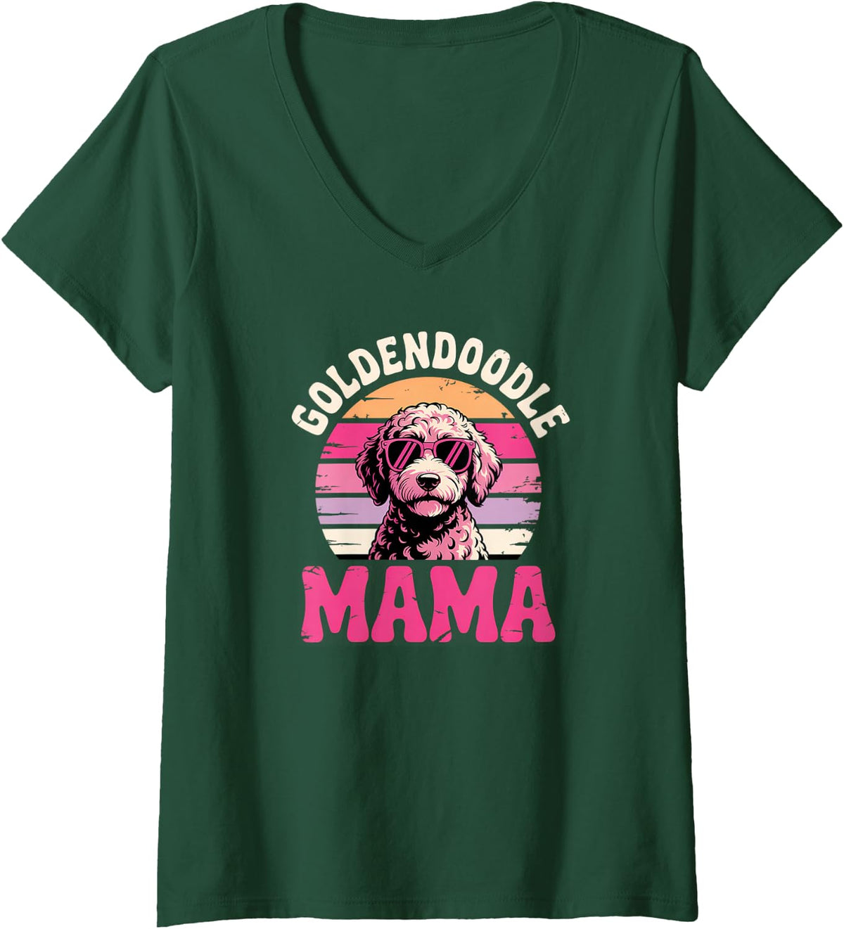 Women's Goldendoodle Mama V-Neck T-Shirt - Dark Green