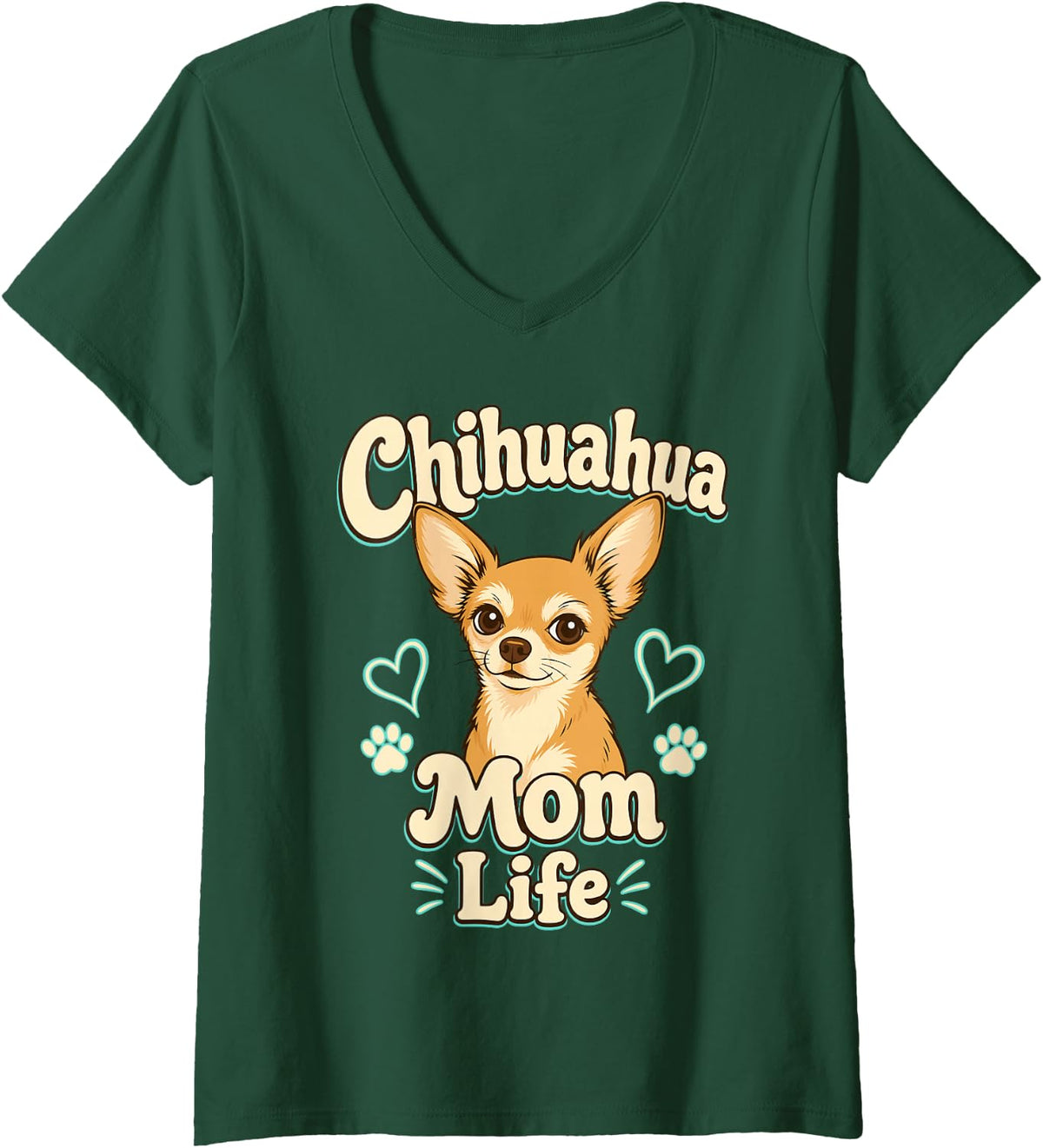 Women's Chihuahua Mom Life Cute Dog Owner V-Neck T-Shirt - Dark Green