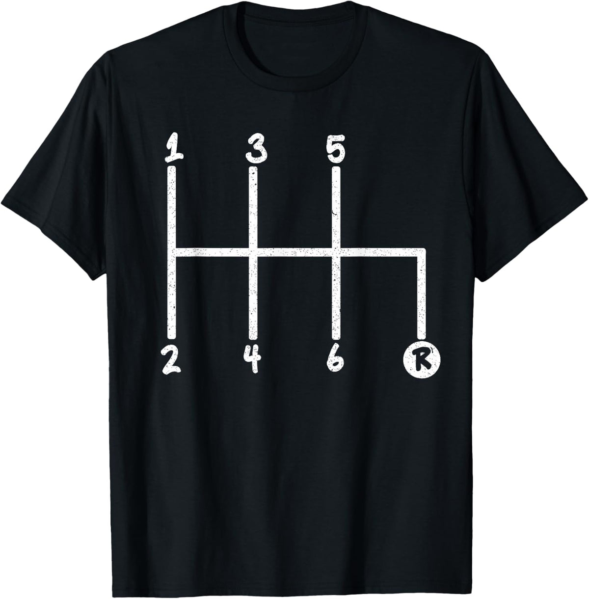 Car Guy Tee Gift, 6 Speed Manual Transmission Gear Shift T-Shirt - Black