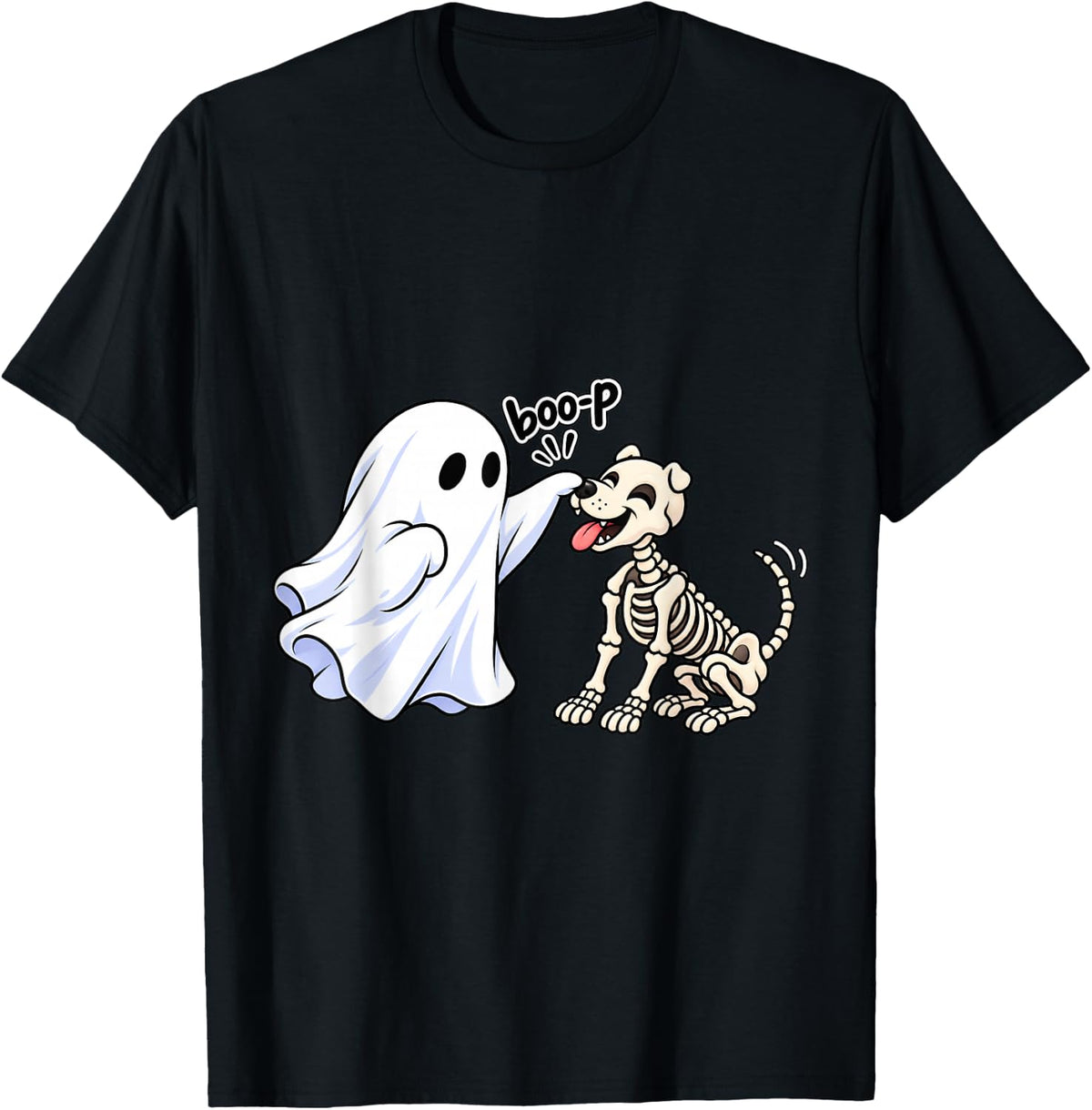 Halloween Boop Ghost Skeleton Dog Spooky Season Dog Lover T-Shirt - Black