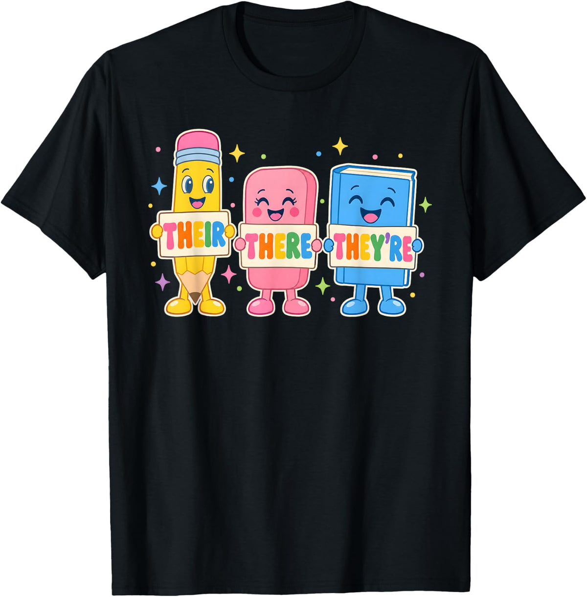 Their There They're Pencil ELA Teacher T-Shirt - Black