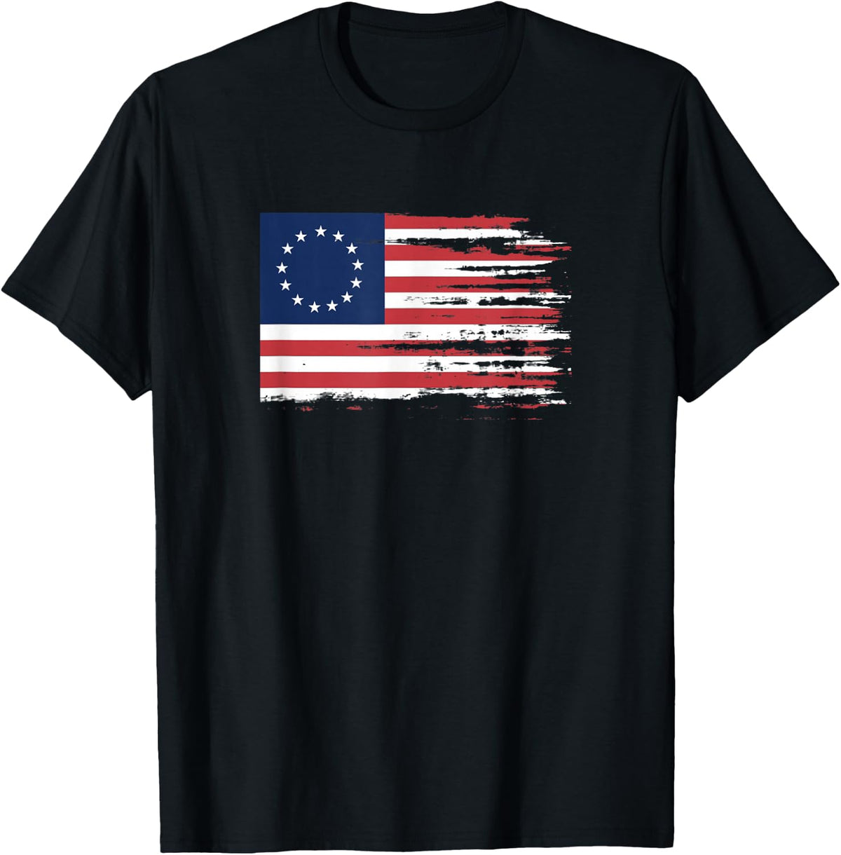 4th of July Patriotic Betsy Ross battle flag 13 colonies T-Shirt - Black
