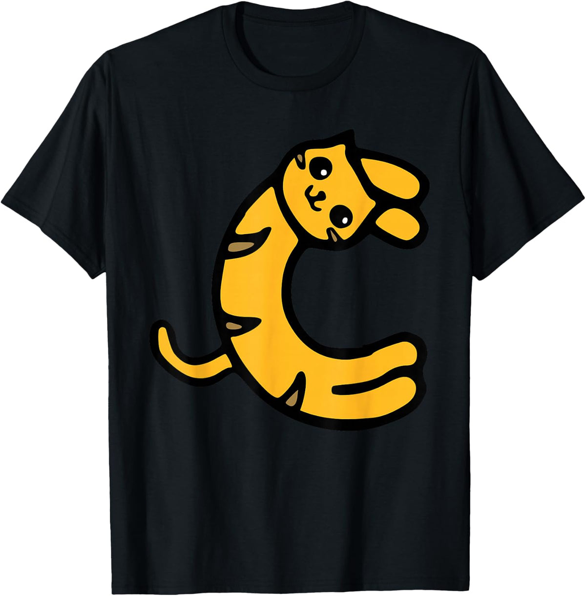 Letter C Alphabet Cute Feline Cats T-Shirt - Black