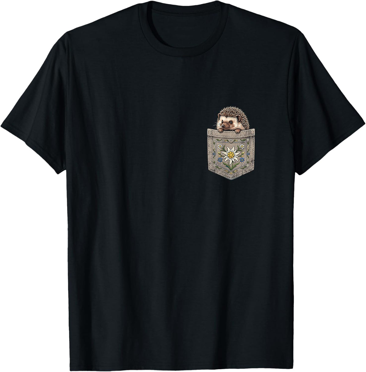 Wiesn Hedgehog Chest Pocket T-Shirt - Black