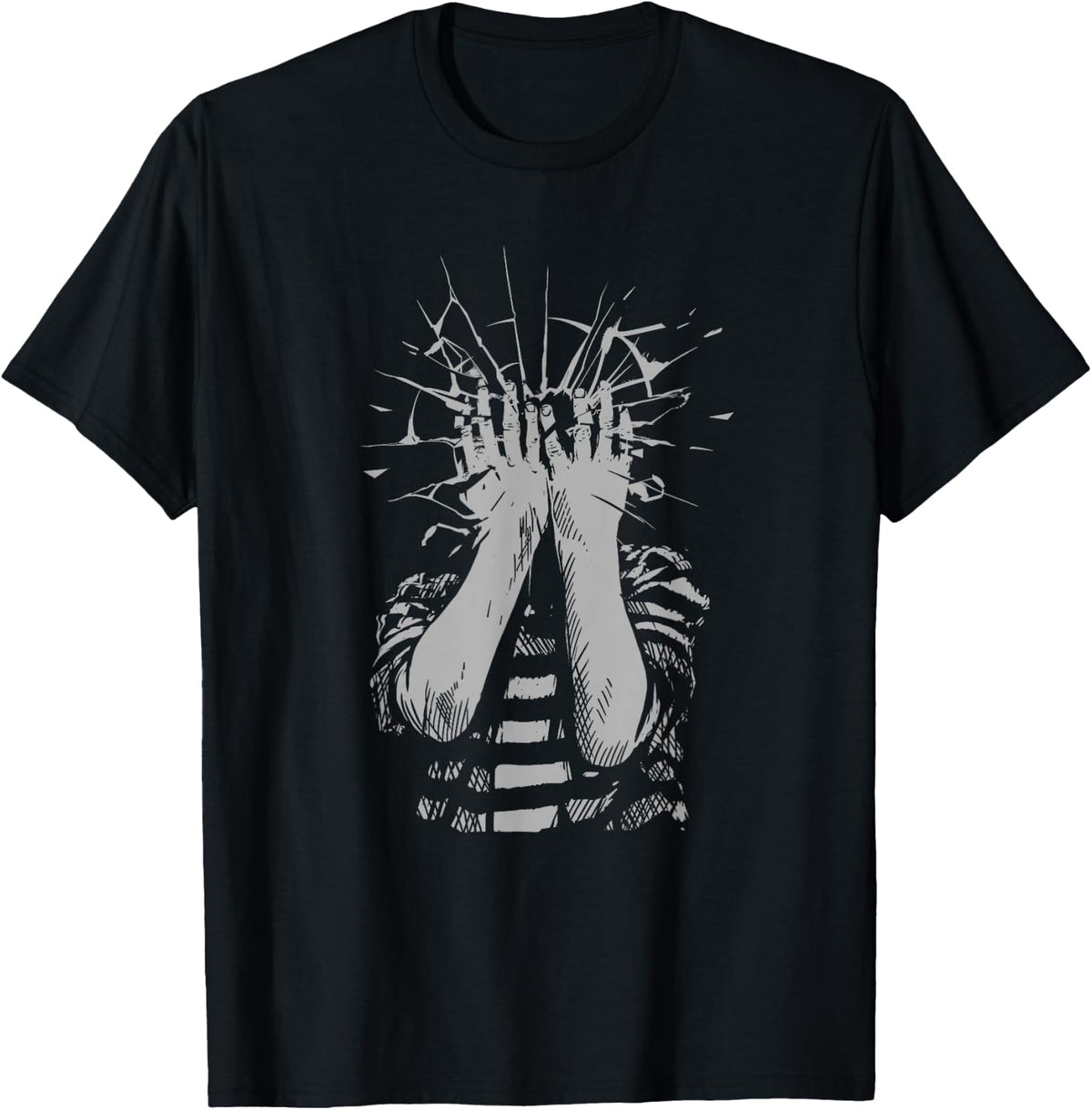 Shattered Emotions Emo Sad Depressing Broken Heart Break Up T-Shirt - Black