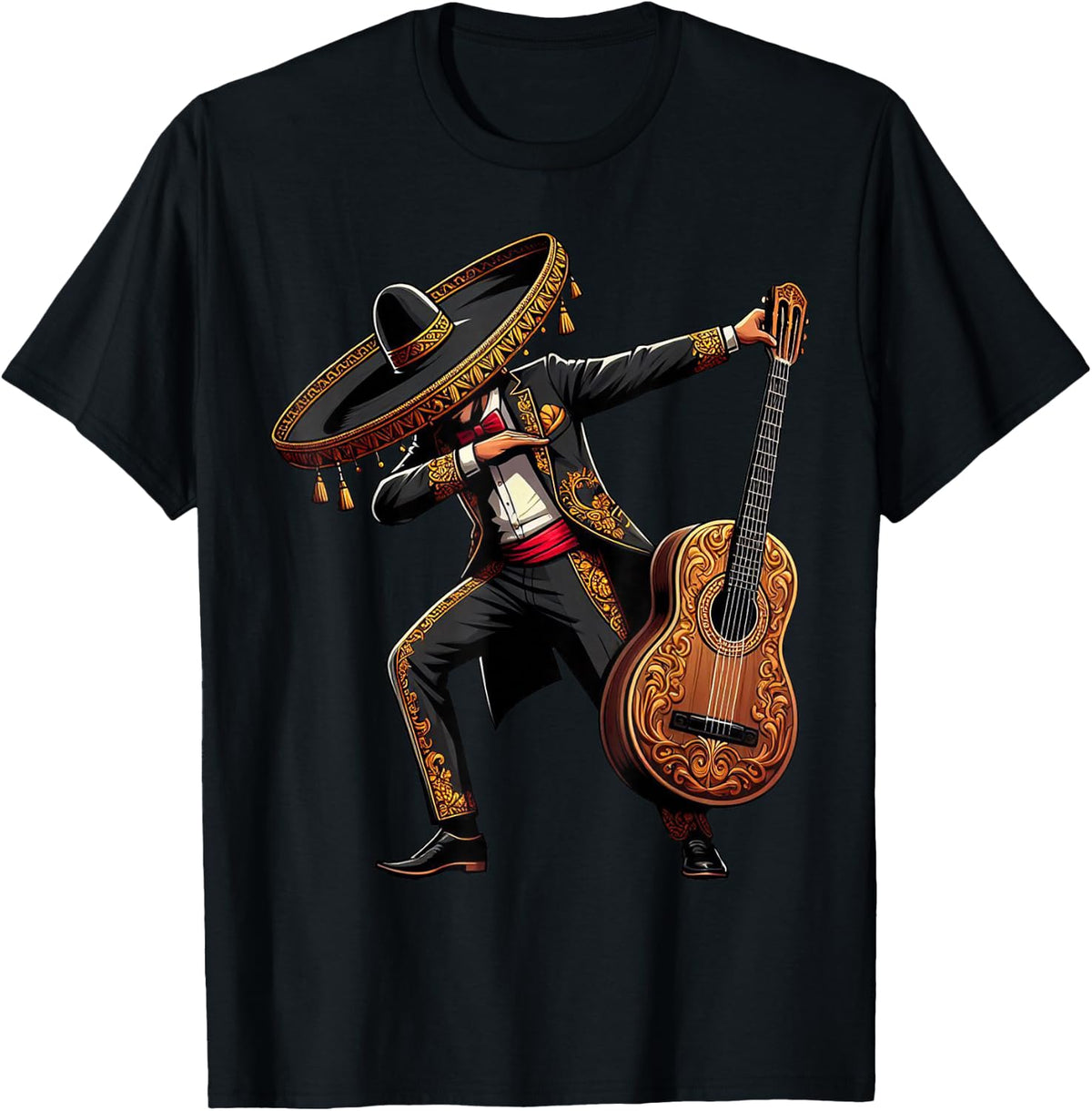 Cinco de Mayo Dabbing Mariachi Mexican Fiesta Celebration T-Shirt - Black