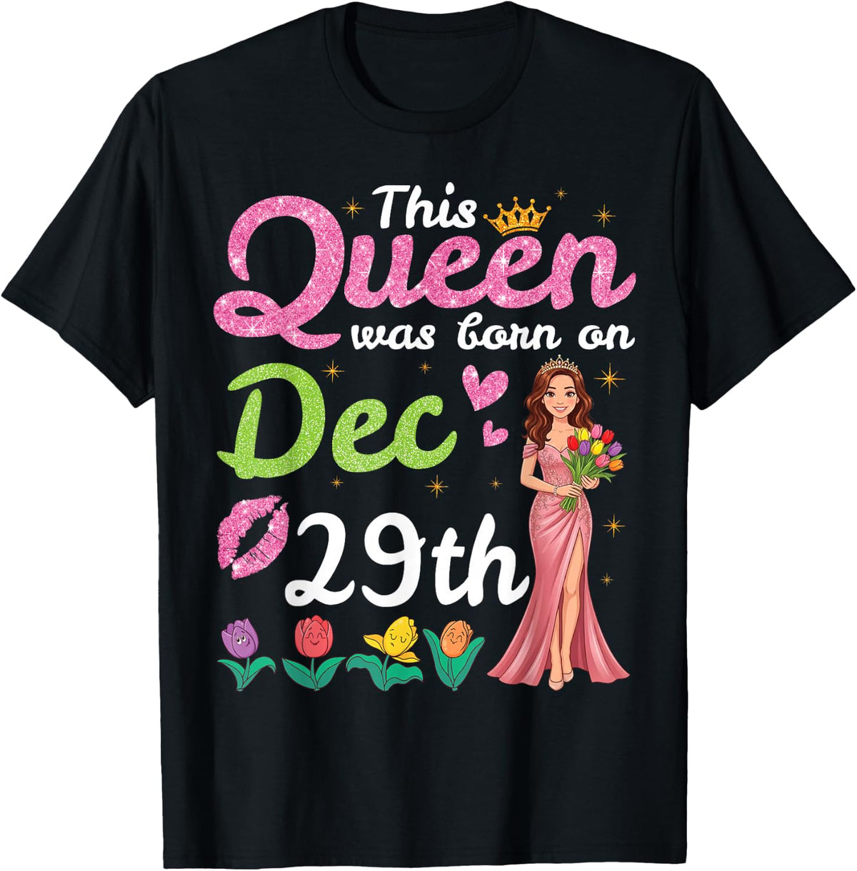 This Queen was Born On December 31st Happy Birthday to Me T-Shirt - Black