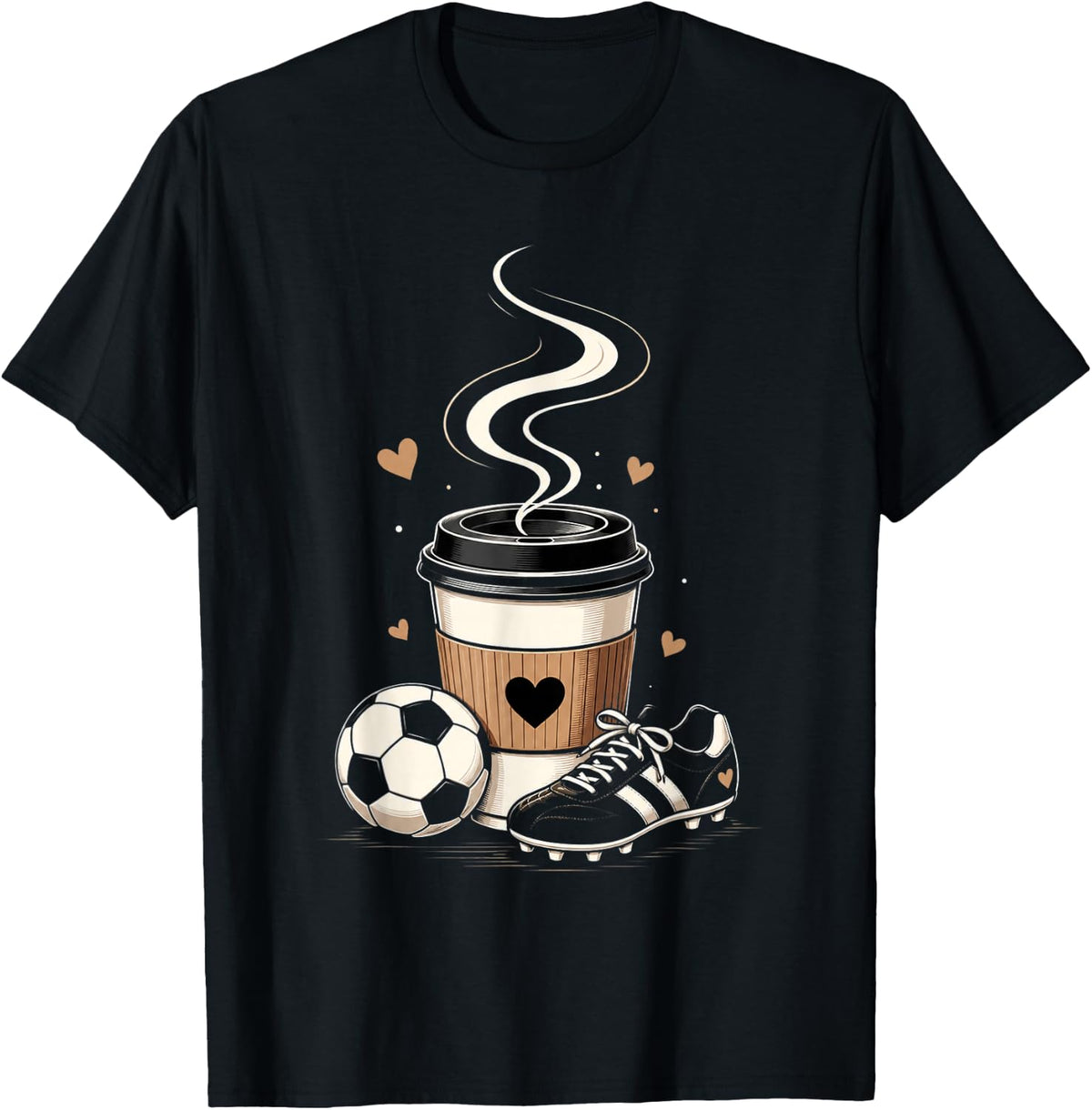 Soccer Coffee Ball Cleat Gift for Mom Dad Kids Family Lovers T-Shirt - Black