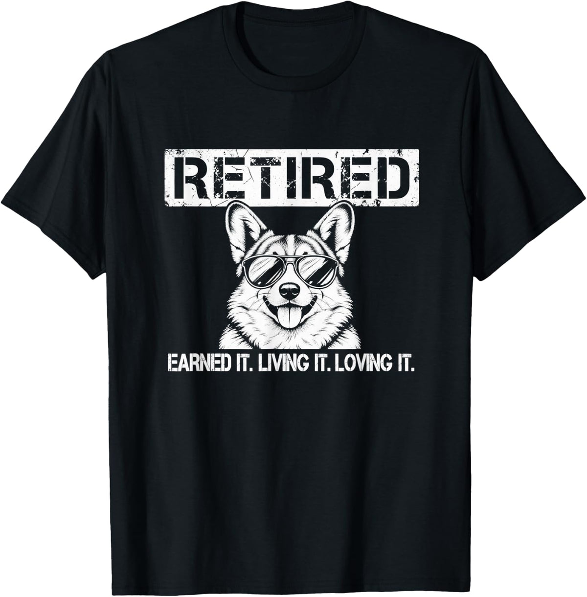 Womens Girls Moms Retired Retirement Welsh Corgi Dog Lover T-Shirt - Black