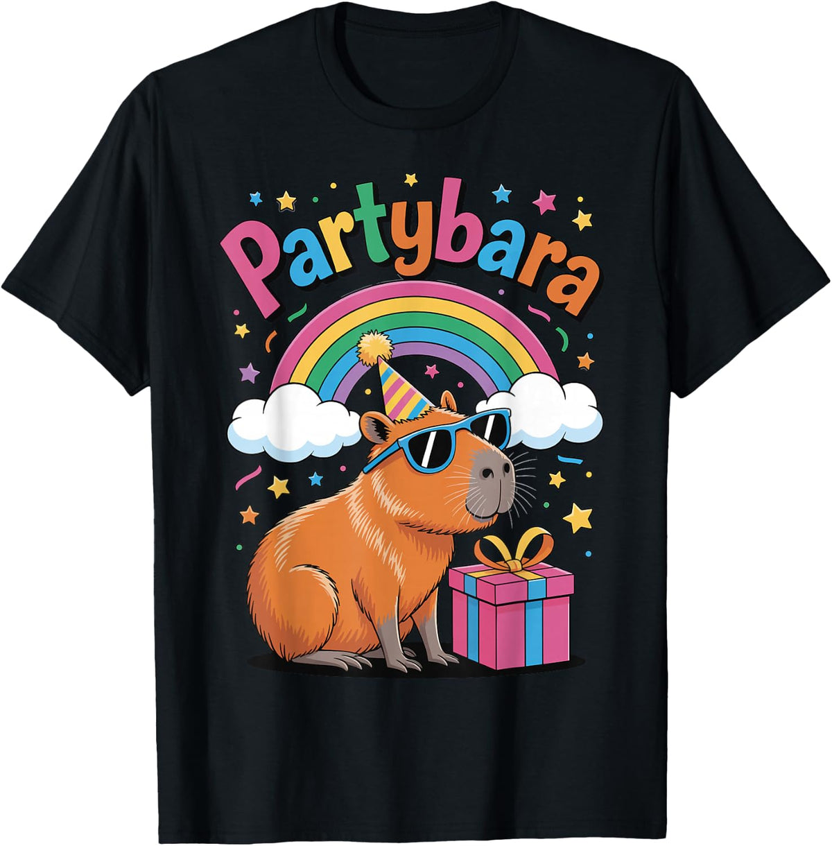 Partybara Party Capybara Birthday T-Shirt - Black