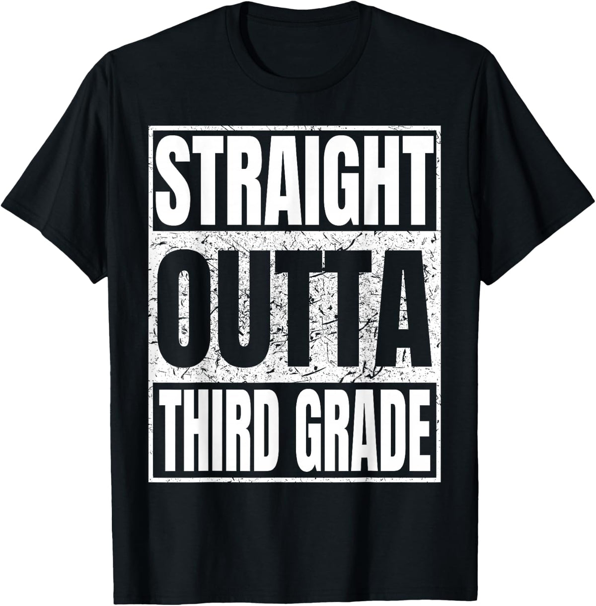Straight Outta Third Grade Graduation Class 2027 3rd Grade T-Shirt - Black