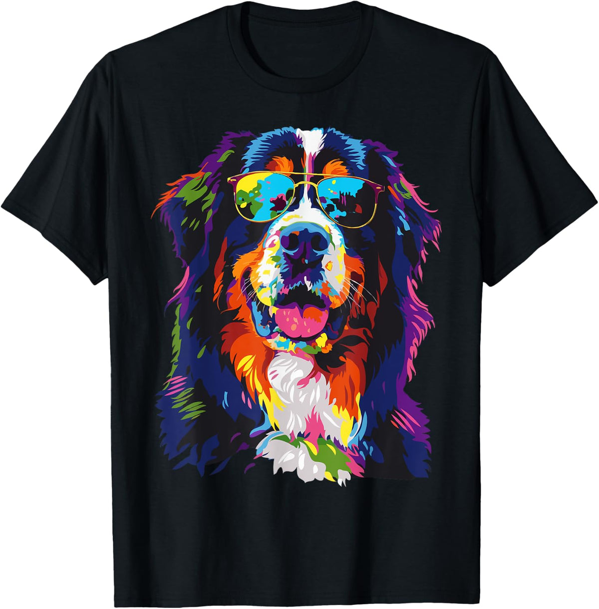 Bernese Mountain Dog Lover Pop Art Funny Mountain Dog T-Shirt - Black