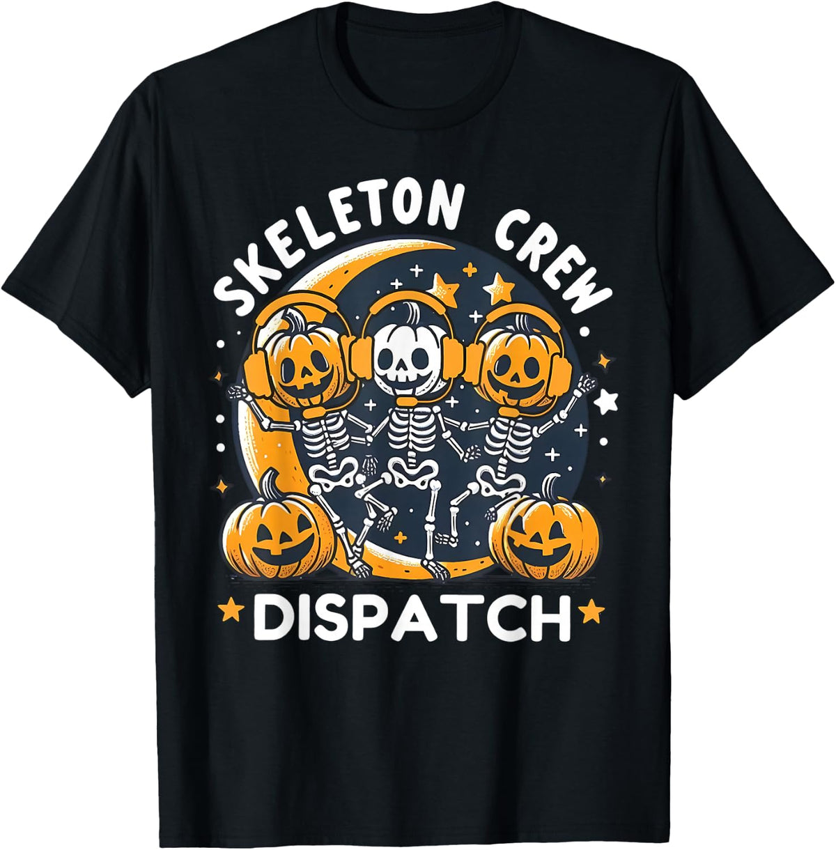 Halloween Dancing Skeleton Crew Dispatch EMS Dispatcher 911 T-Shirt - Black