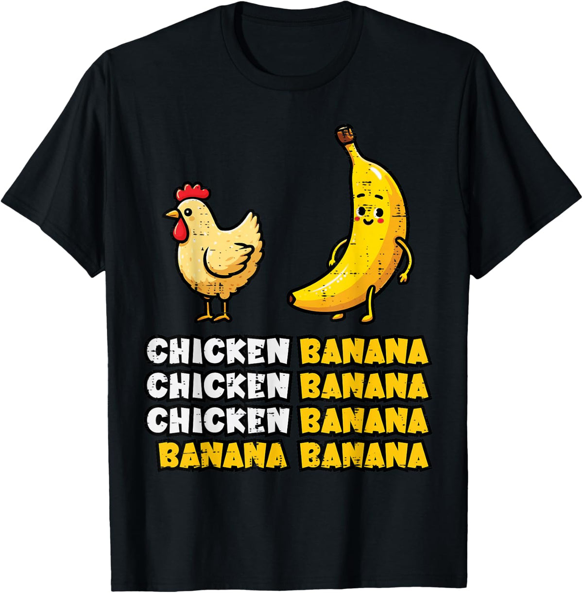 Chicken Banana Dance Funny Fruit Meme Girls Kids Women Men T-Shirt - Black