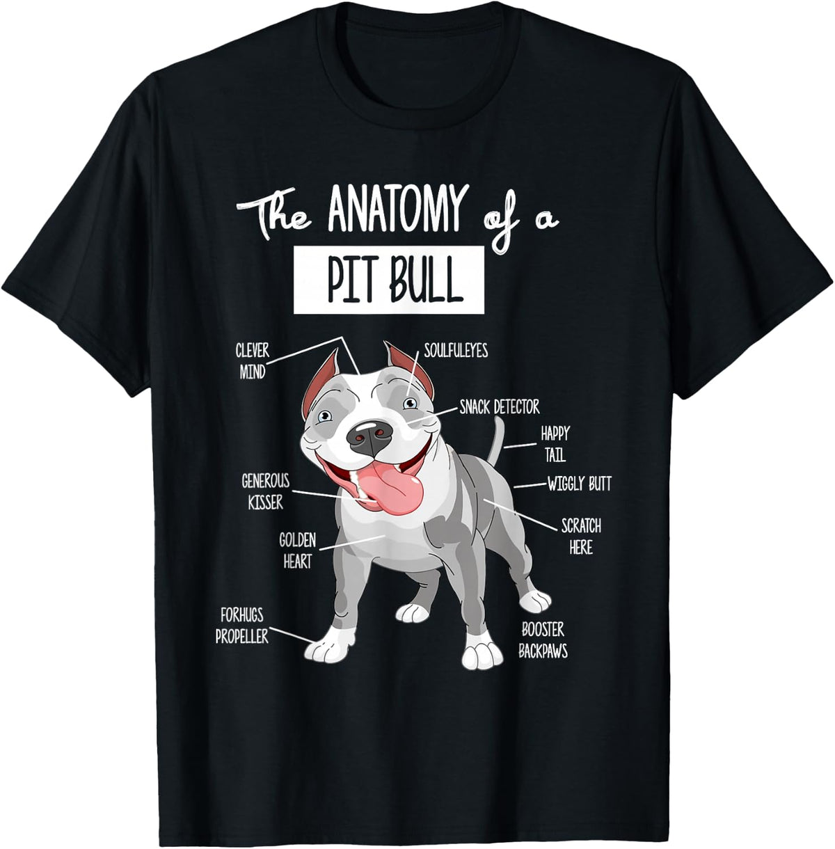 Anatomy Of A Pitbull T-Shirt Dog Lover Tee For Men Women Pit Bull Shirts - Black