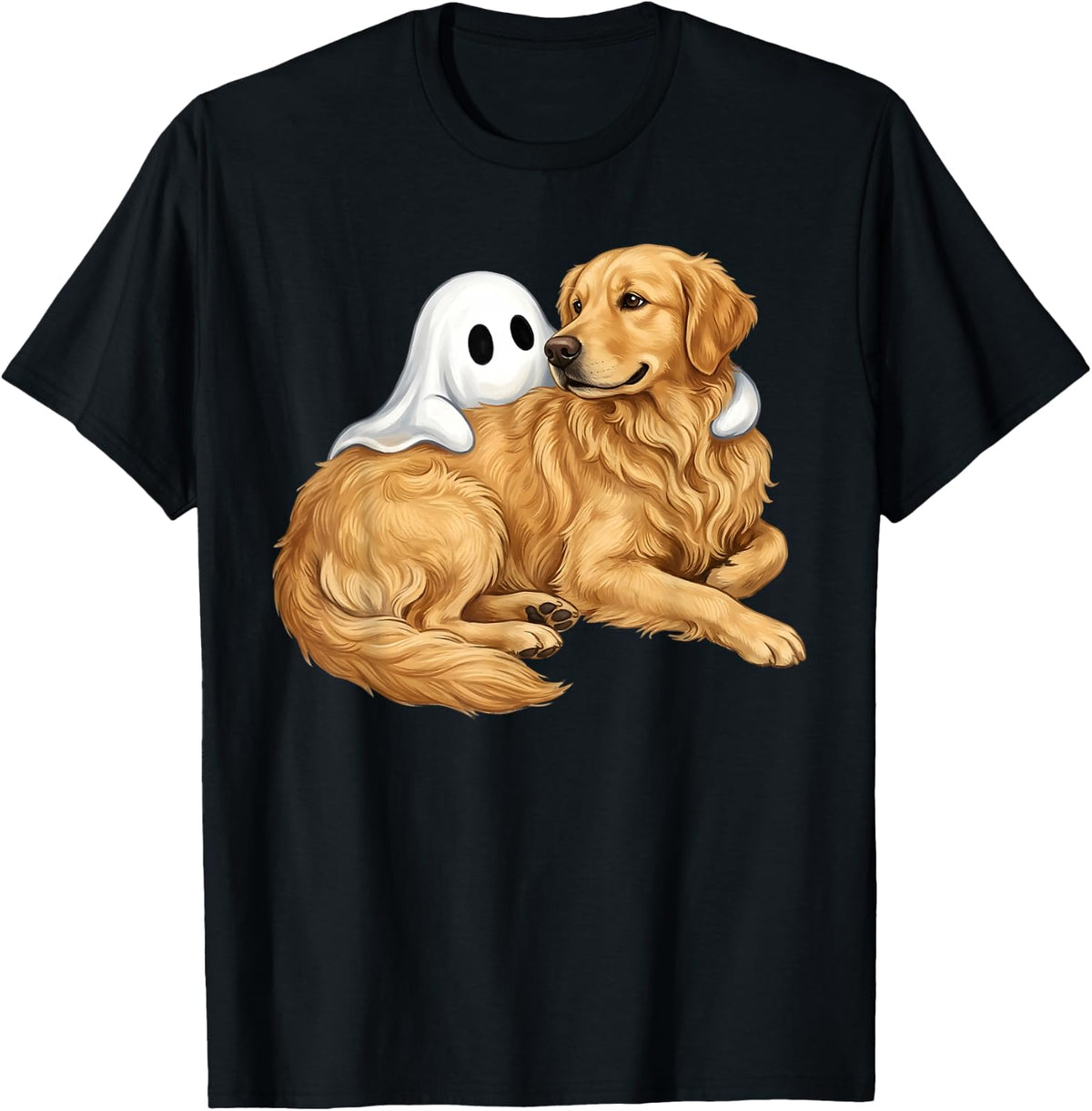 Golden Retriever Boo Ghost Halloween Dog Lover T-Shirt - Black