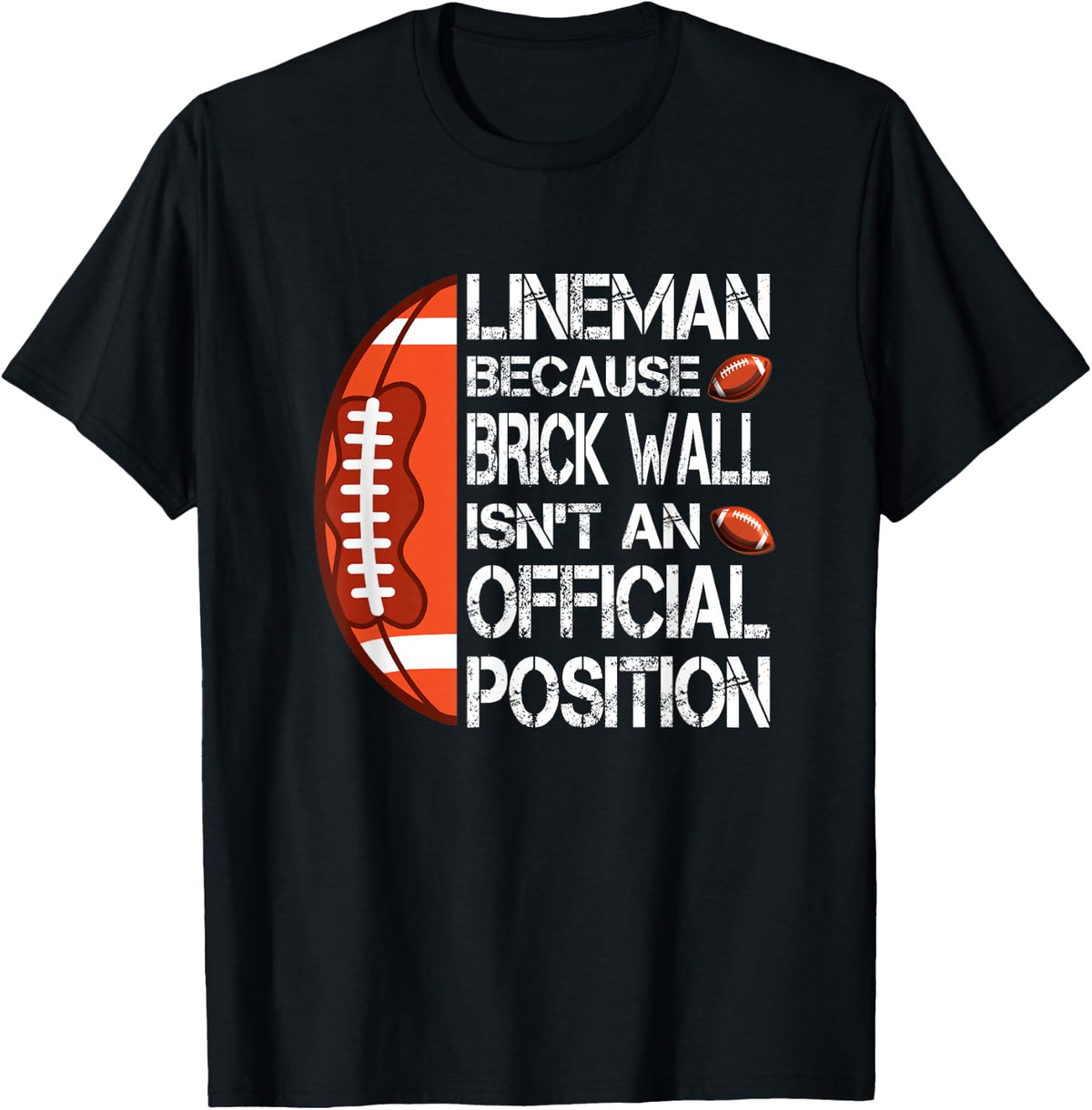 Lineman American Football Linemen Brick Wall T-Shirt - Black