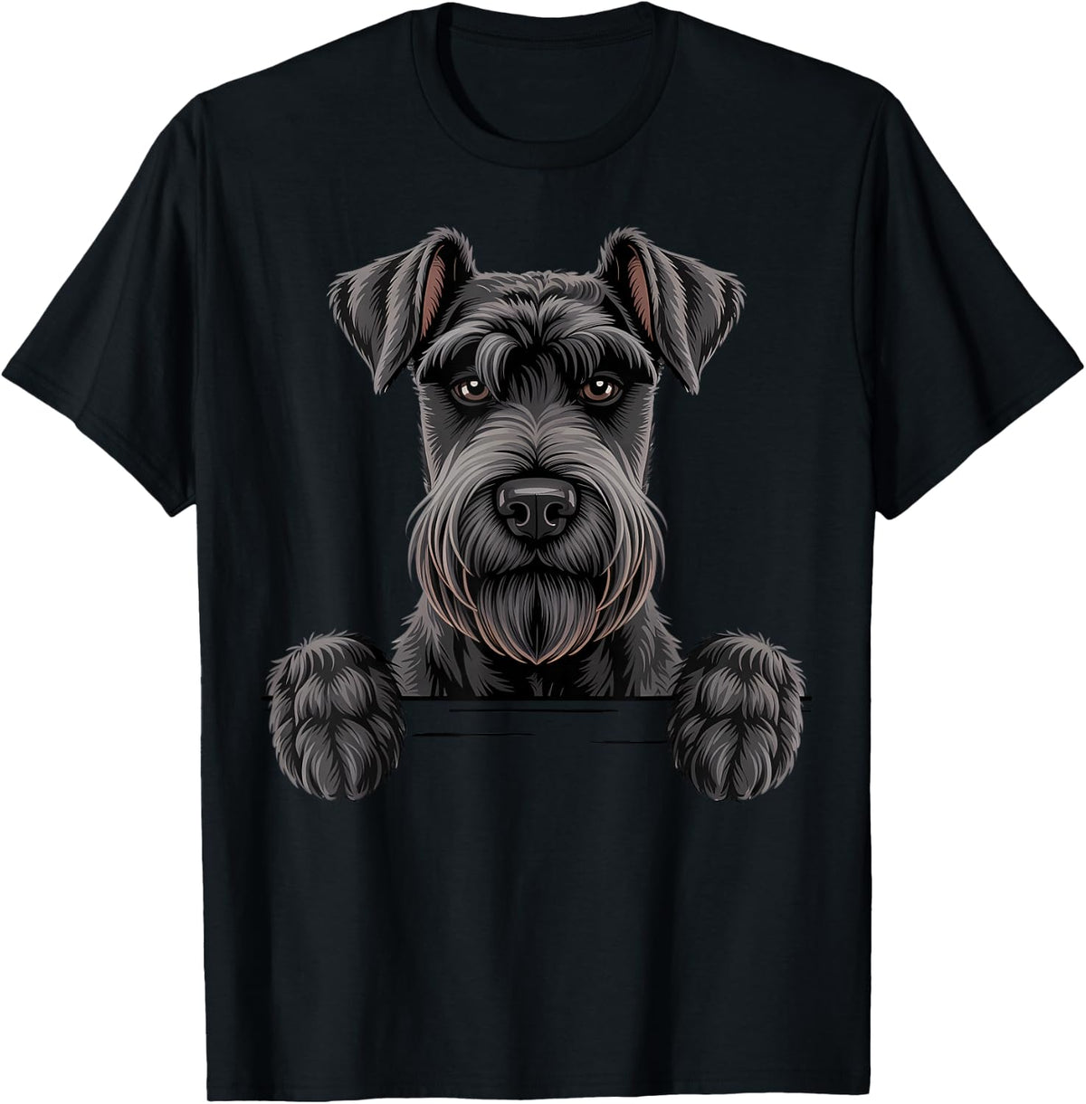 Giant Schnauzer Funny Peeking Pocket Dog Lover Tee T-Shirt for Men Women - Black
