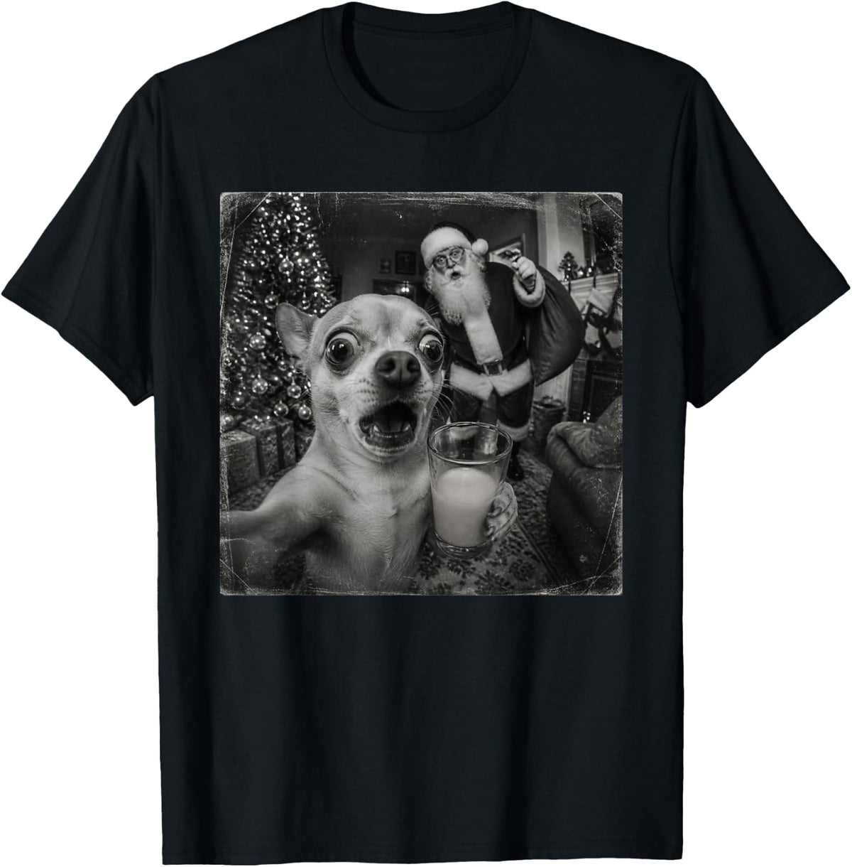 Funny Christmas Chihuahua T-Shirt - Black