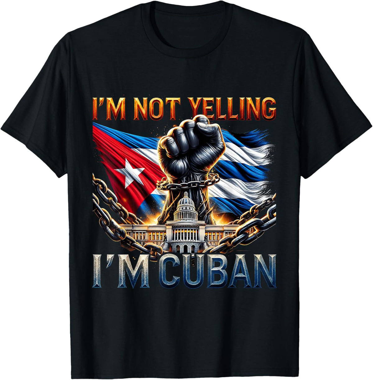 National Hispanic Heritage Month Cuban Flag Cuba T-Shirt - Black