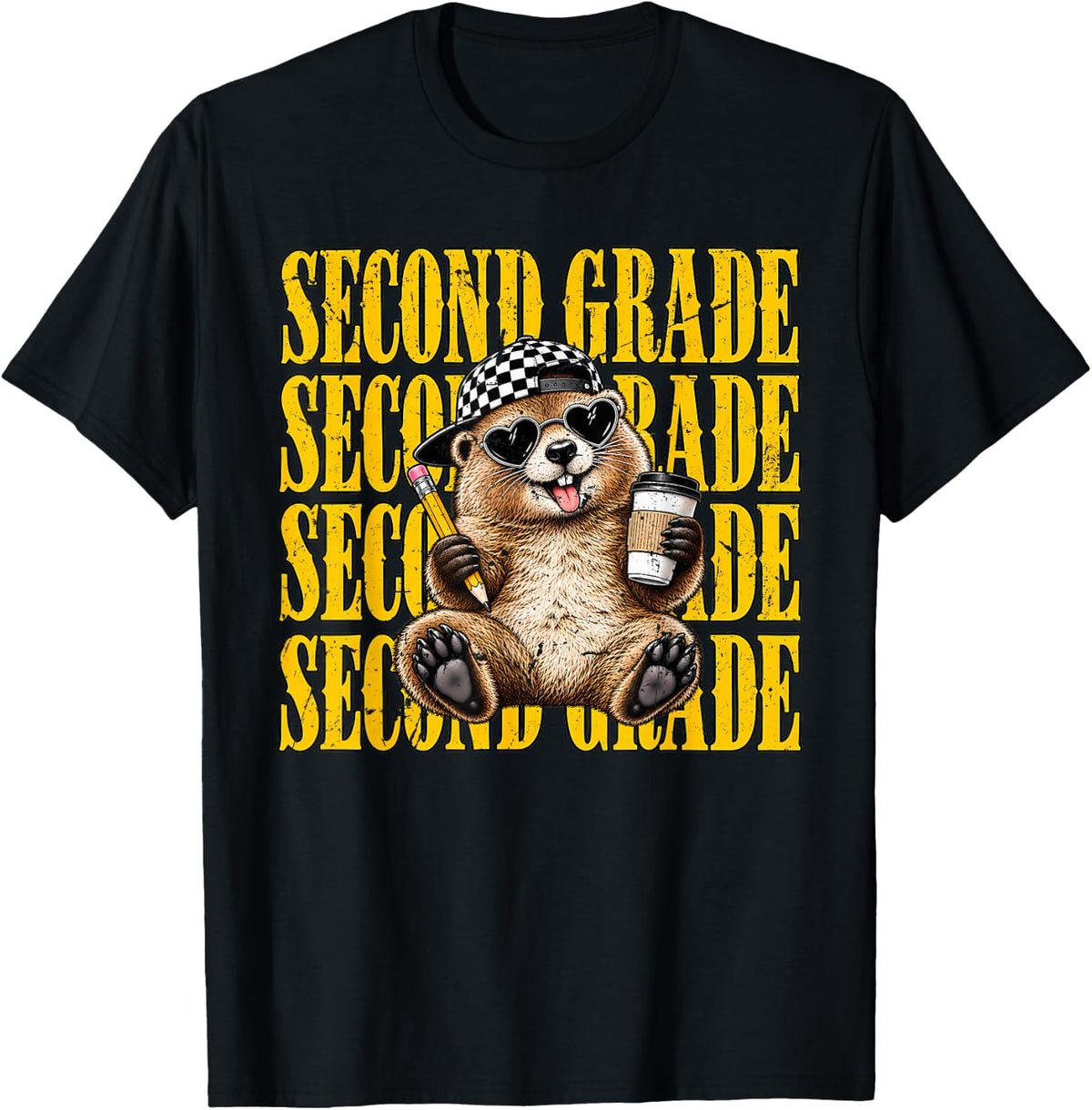 Second Grade Teacher Groundhog Back to School Educator Humor T-Shirt - Black