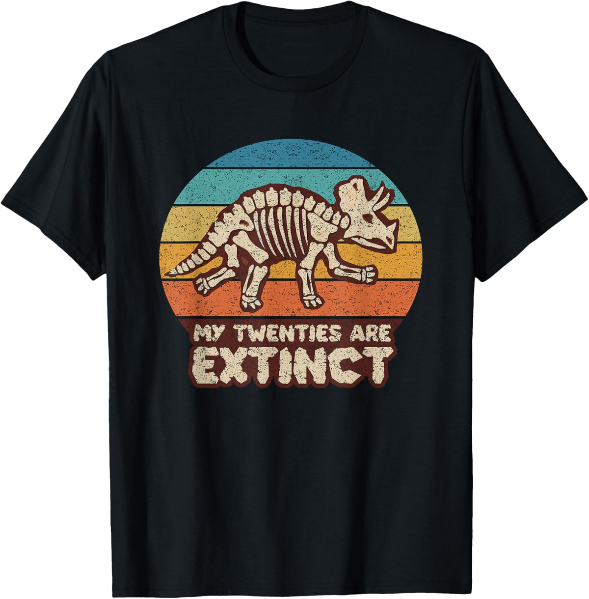 30th Birthday Gift, Dinosaur Lover, Distressed Retro Vintage T-Shirt - Black