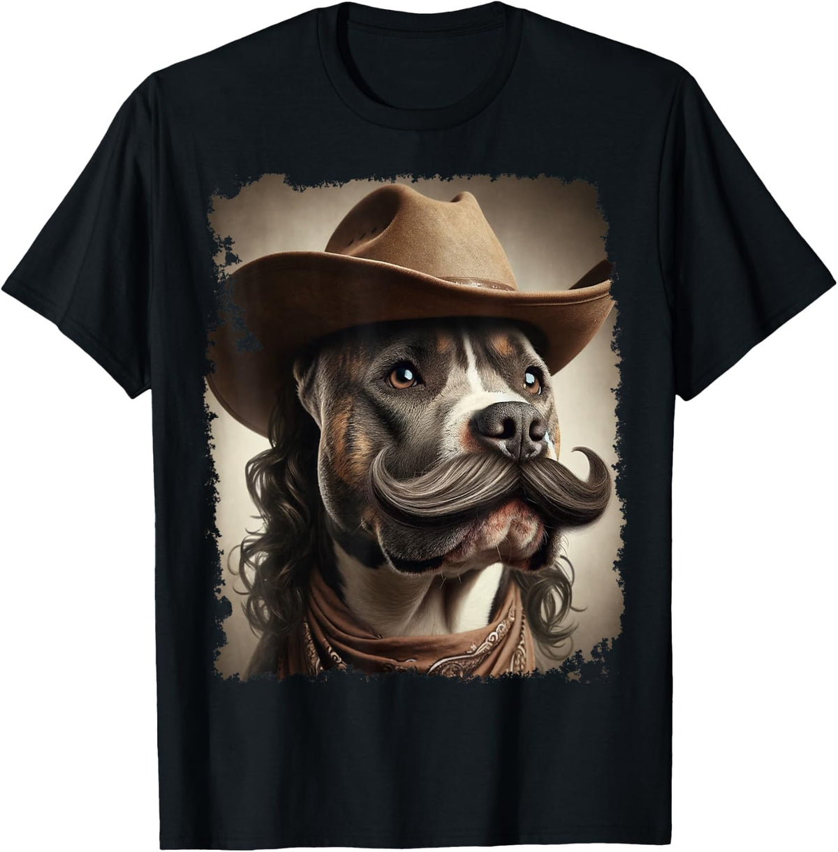 Cowboy Pitbull Funny Dog Meme T-Shirt - Black
