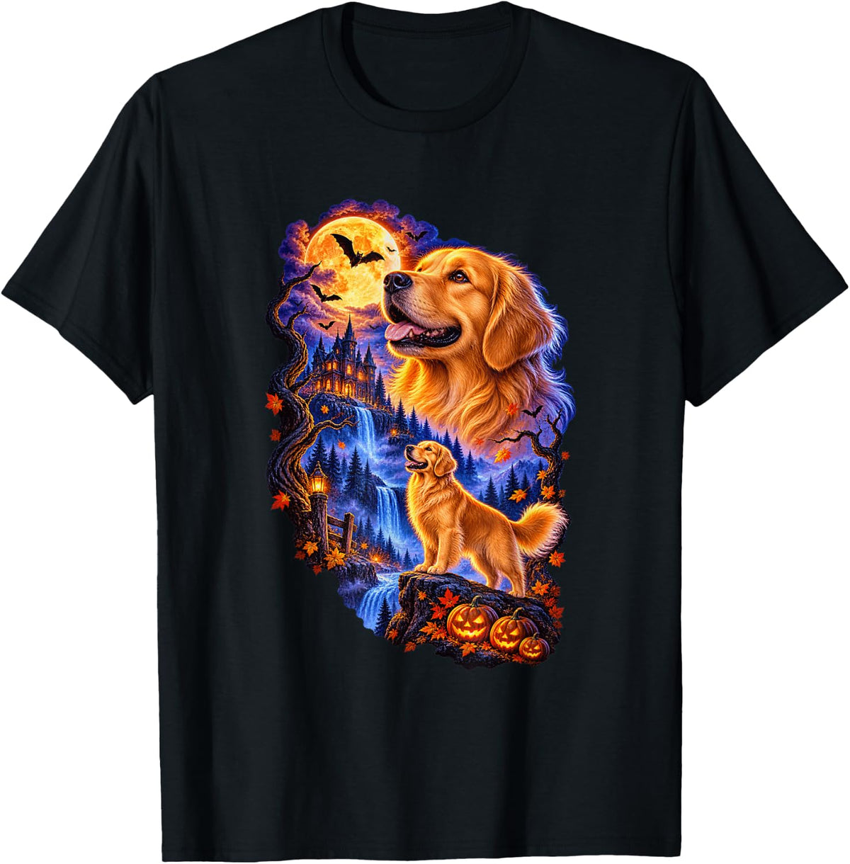 Goldendoodle Dog Halloween Pumpkin Dog Lover T-Shirt - Black