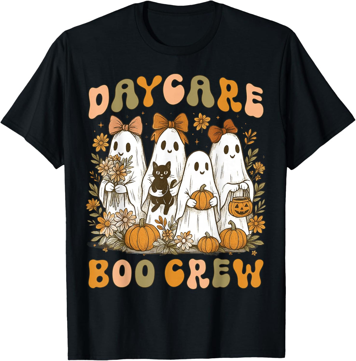 Boo Crew Daycare Teacher Matching Halloween Costume Ghost T-Shirt - Black