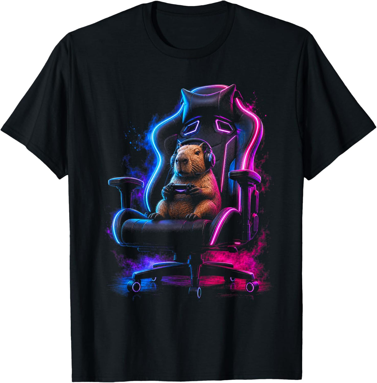 Funny Capybara Video Games Men Boys Kids Fan T-Shirt - Black