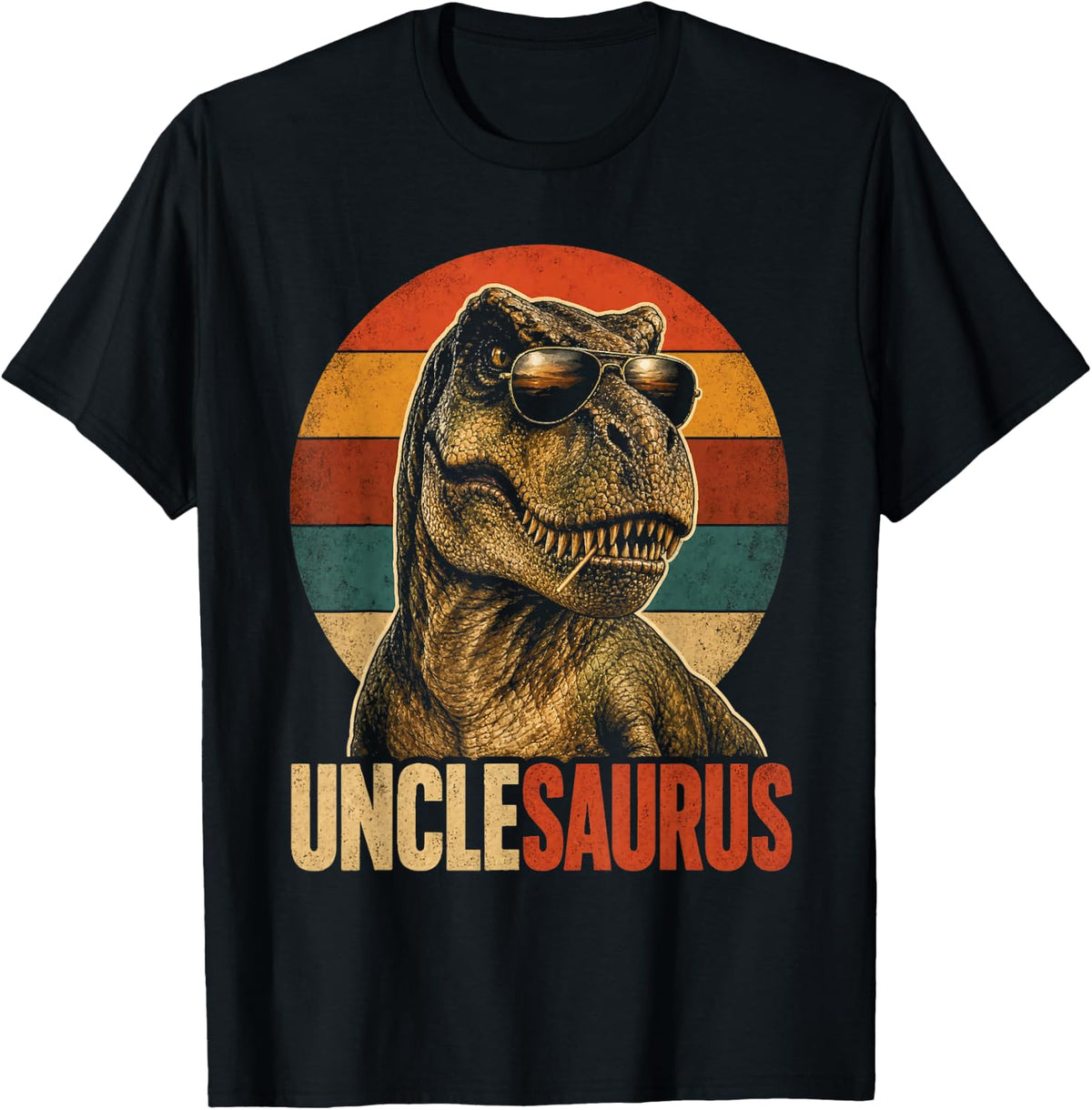 Dinosaur Uncle Unclesaurus T Rex Saurus Family Matching T-Shirt - Black
