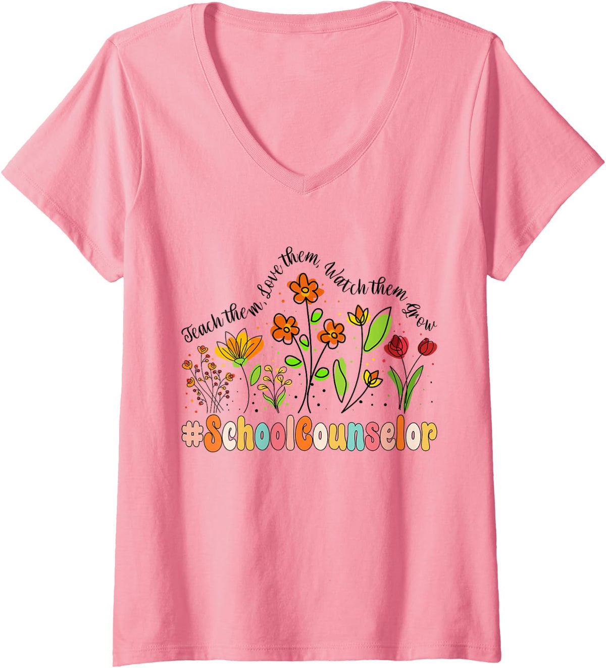 Women's School Counselor Appreciation Week Back to School V-Neck T-Shirt - Pink