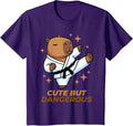 Cute But Dangerous Karate Capybara Martial Arts Graphic T-Shirt - Purple