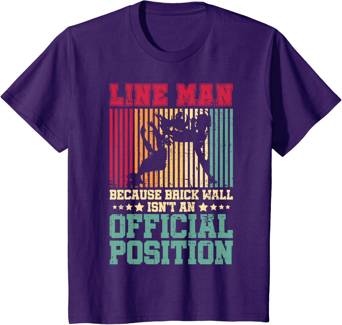 Football Lineman Defensive Lineman Because Brick Wall T-Shirt - Purple