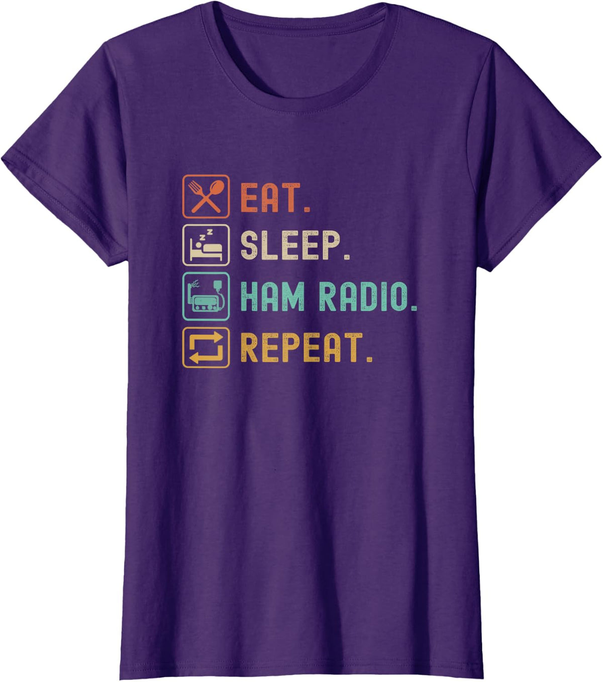 Eat Sleep Ham Radio Repeat Funny Ham Radio Operator T-Shirt - Purple