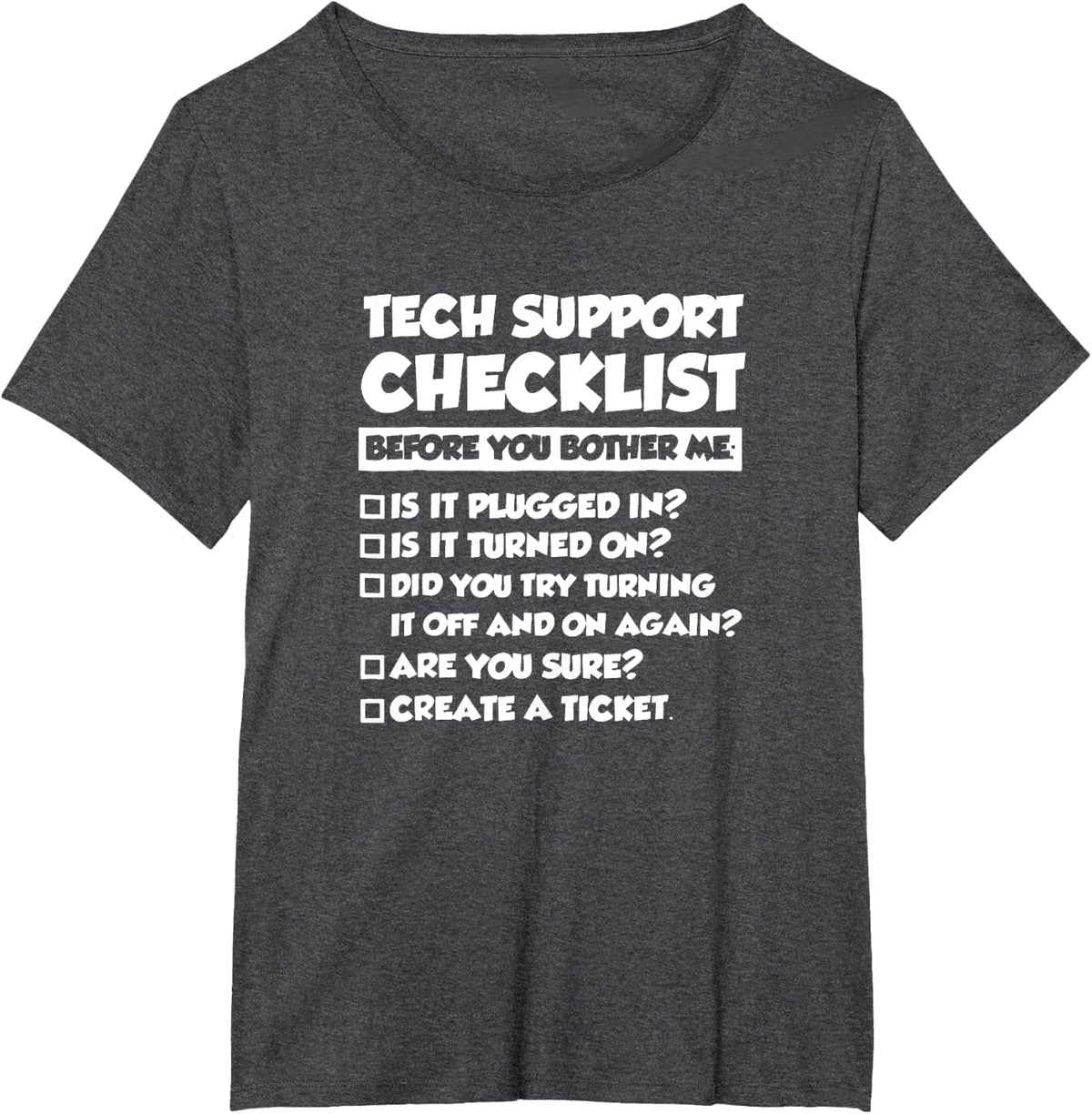 Software Script HTML Network Tech Support Checklist T-Shirt - Dark Heather Grey