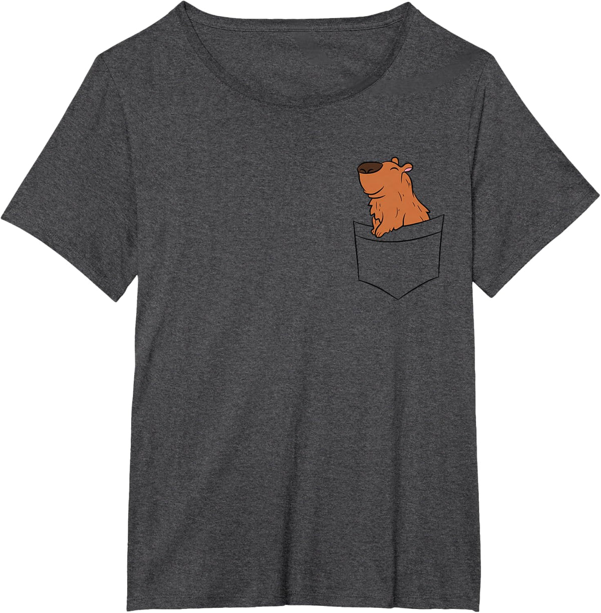Capybara In The Pocket Cute Pocket Capibara T-Shirt - Dark Heather Grey