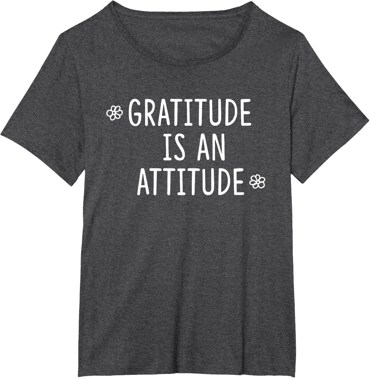 Gratitude is An Attitude Floral Thanksgiving Fall T-Shirt T-Shirt - Dark Heather Grey