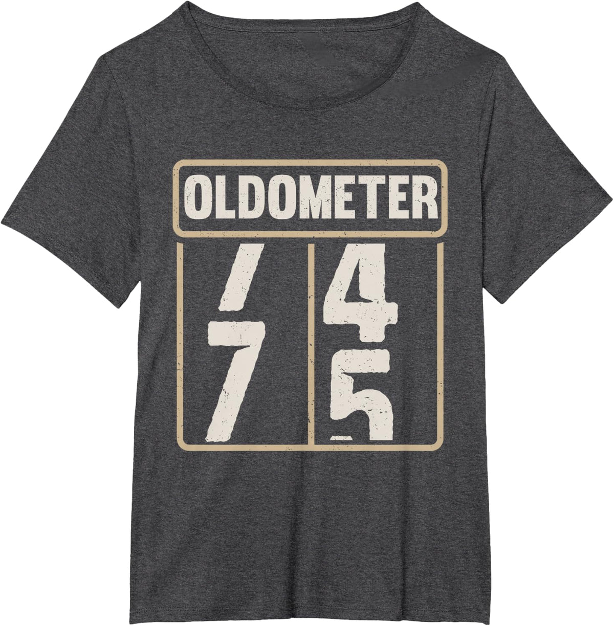 Oldometer 74-75 Funny Birthday Live Legend Turning 75 His/He T-Shirt - Dark Heather Grey