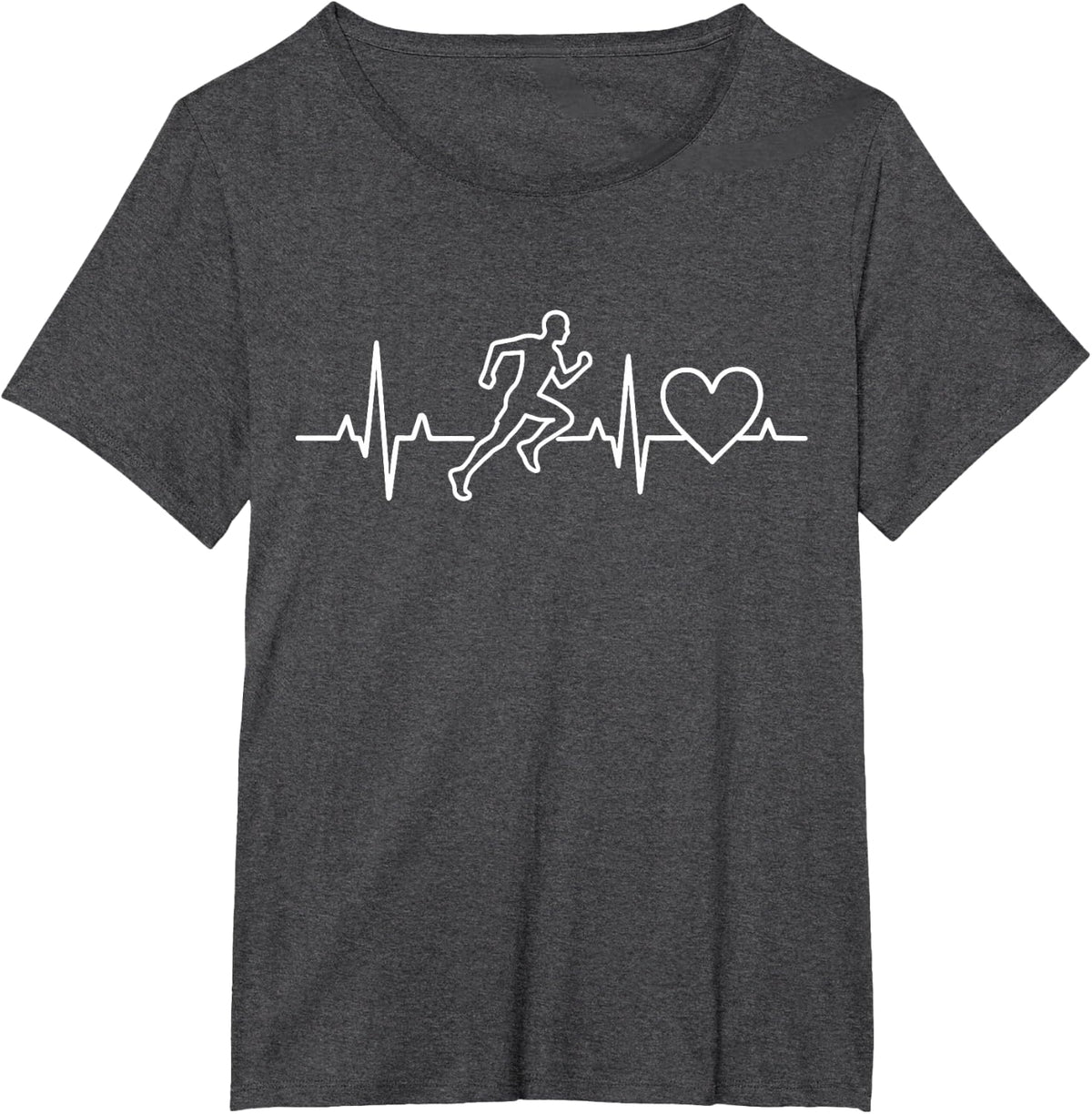 Running Heartbeat EKG Pulse Jogger Runner Marathon T-Shirt - Dark Heather Grey
