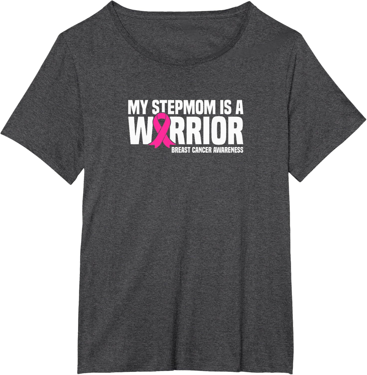 My Stepmom is a Warrior Breast Cancer Awareness T-Shirt - Dark Heather Grey