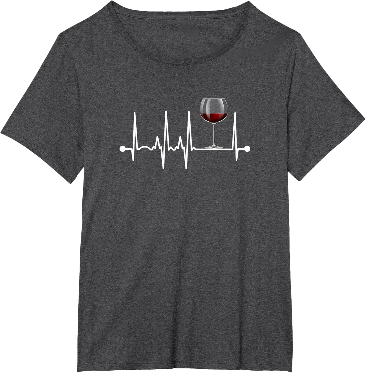Wine Heartbeat Wine Drinker Lover Tasting Gift Wine Glass T-Shirt Small - Dark Heather Grey