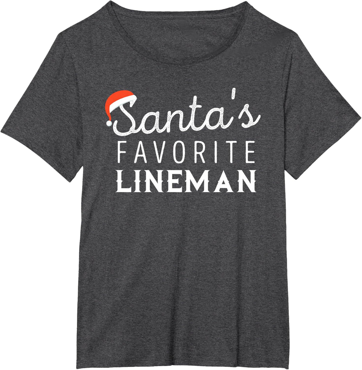 Lineman Christmas Santa's Favorite Lineman T-Shirt - Dark Heather Grey