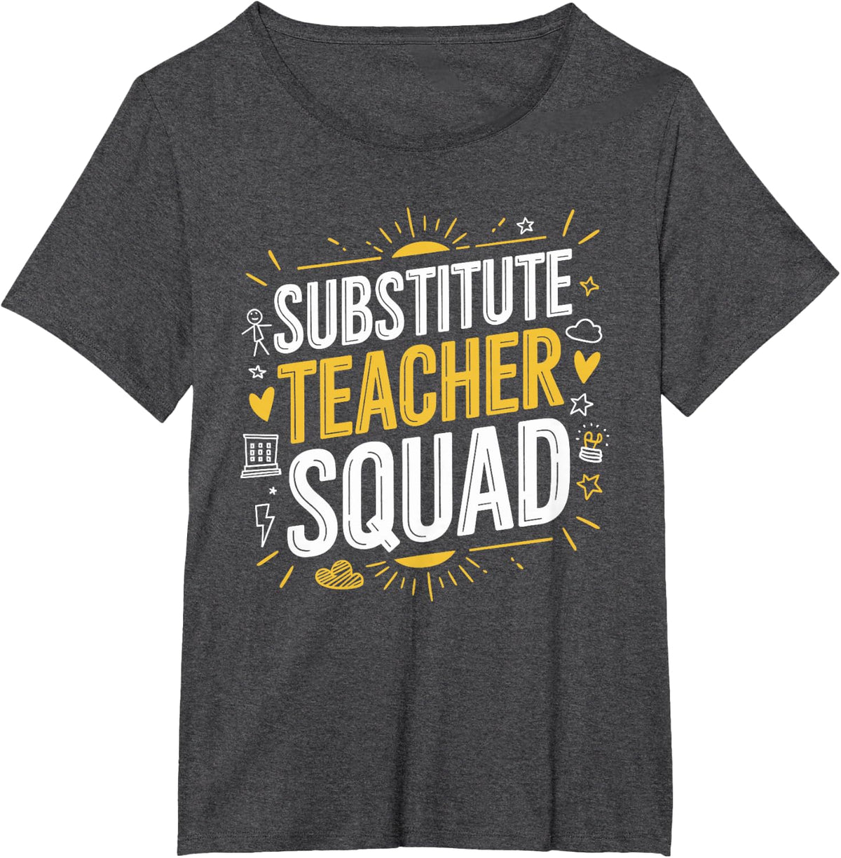 Substitute Teacher Squad, Sub Teacher Substitute Teaching T-Shirt - Dark Heather Grey
