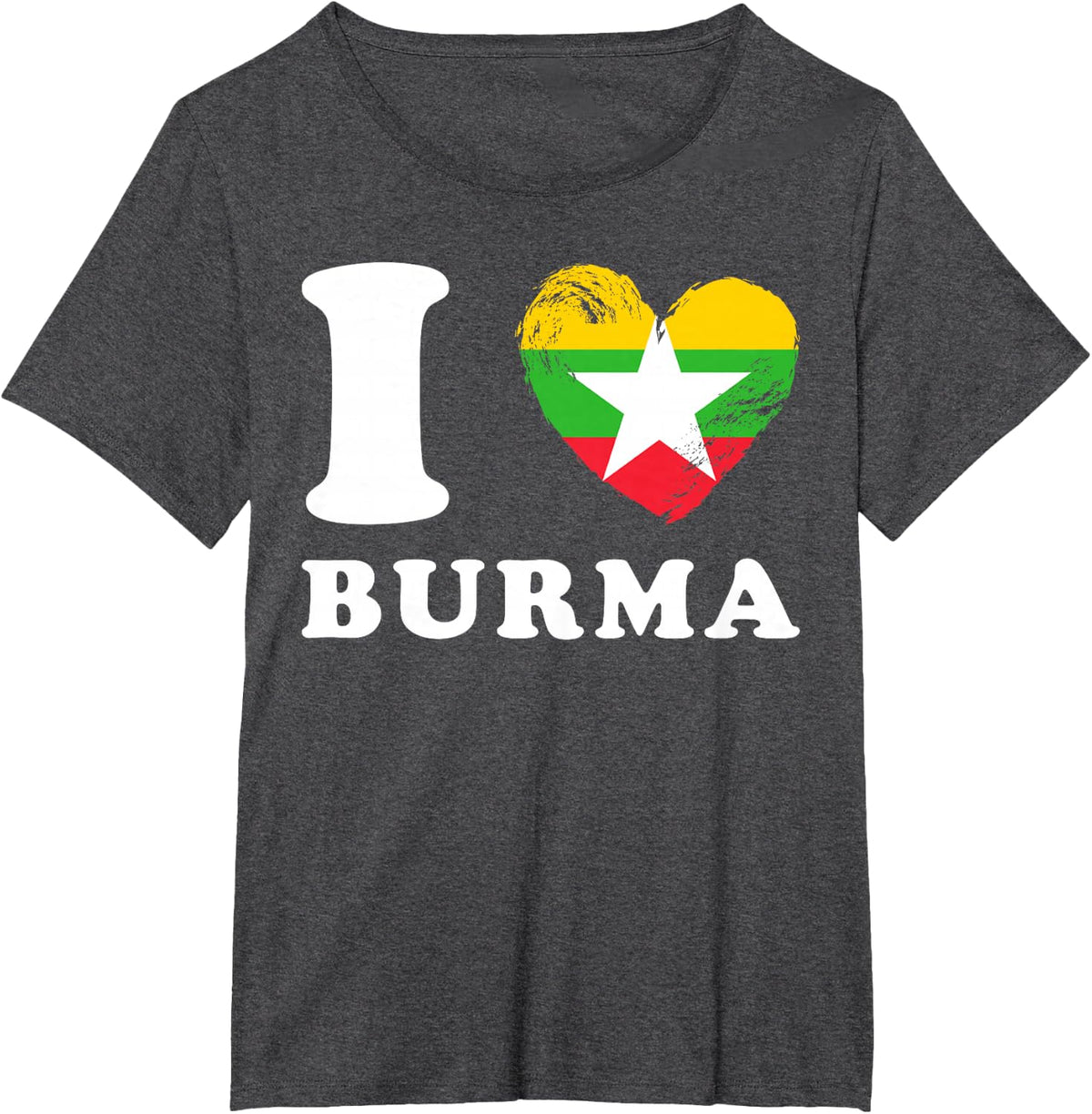 I Love Burma - Heart Flag Burma T-Shirt - Dark Heather Grey