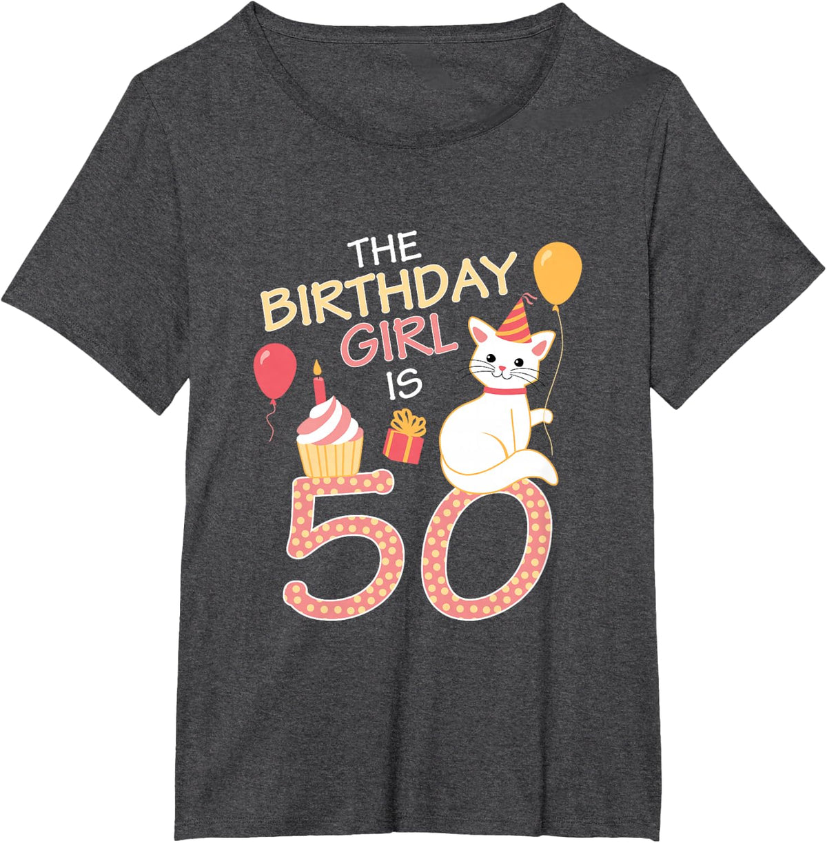 50 Years Old Birthday Funny Cat Lover Womens 50th Birthday T-Shirt - Dark Heather Grey