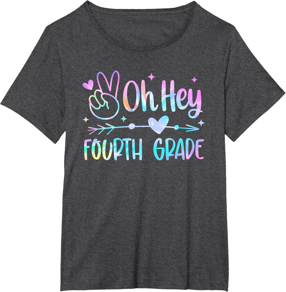 Back to School Oh Hey 4th Grade Tie Dye Teachers Students T-Shirt - Dark Heather Grey