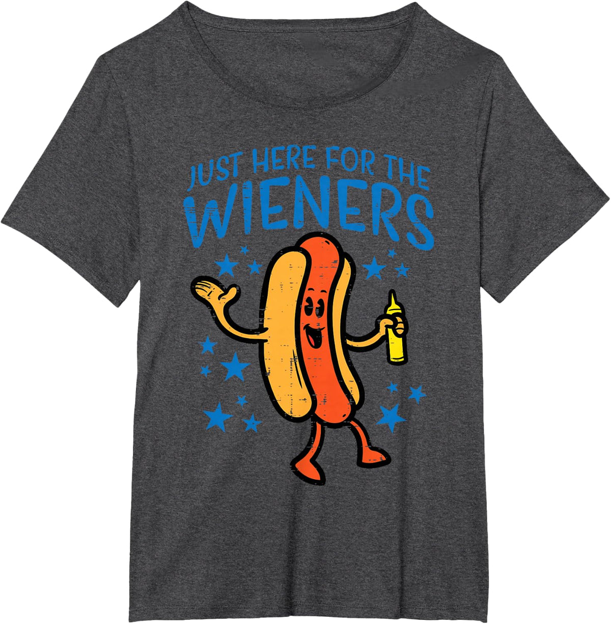 4th Of July Here For Wieners Patriotic Hotdog Men Women Kids T-Shirt - Dark Heather Grey